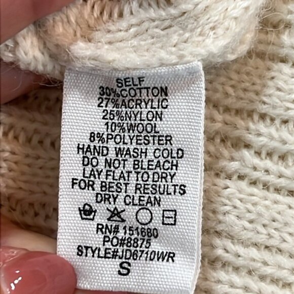 Worth Collective Bow Maxi Sweater Dress S Ivory Cream Ribbed Stretchy Bump Boho - Picture 13 of 13